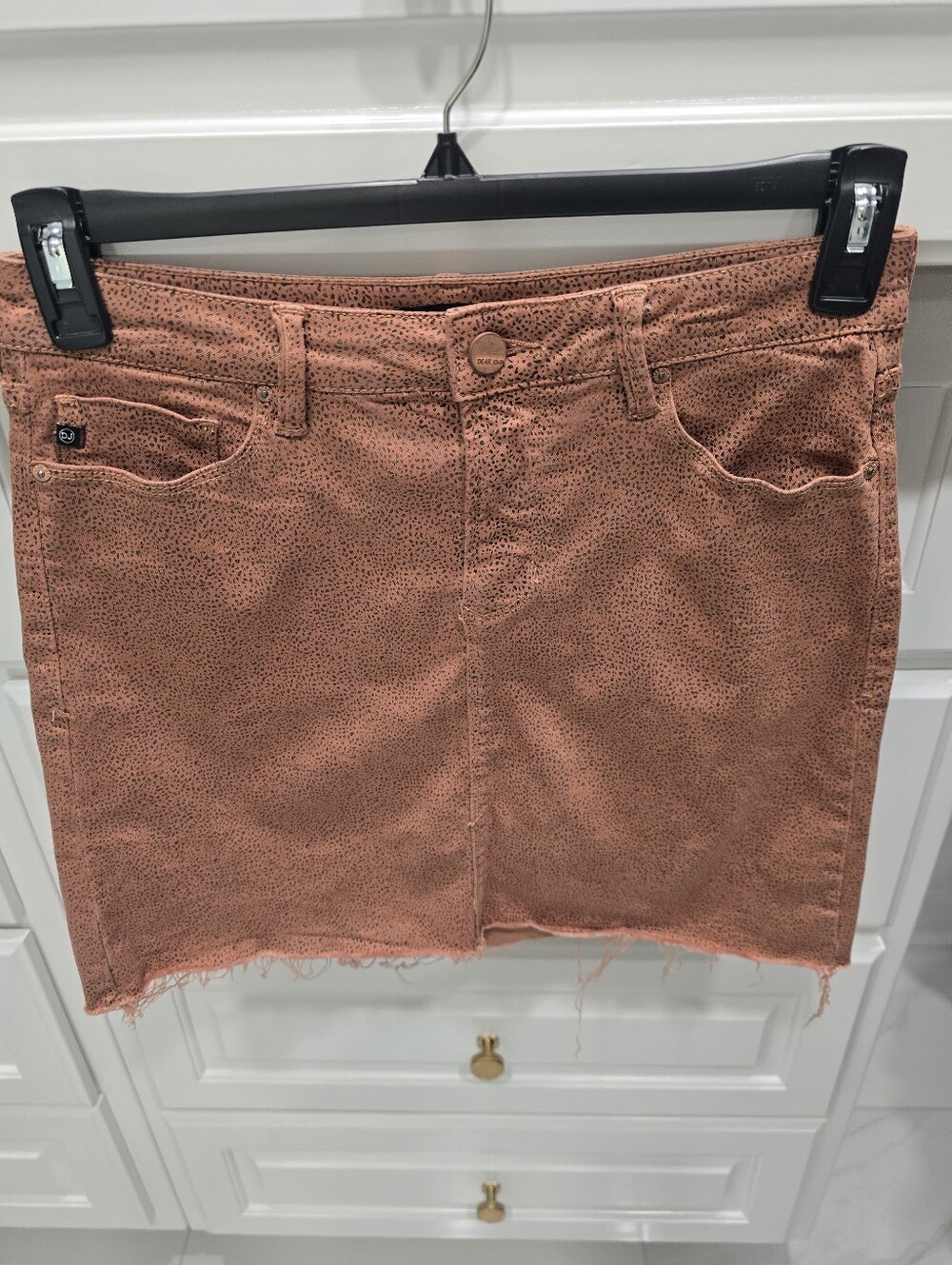 Dear John Pink Speckled Denim Mini Skirt Raw Hem Size 28